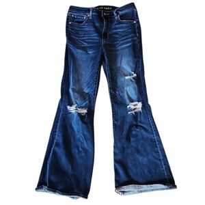 American Eagle Blue Super Hi-rise Flare Jeans Next Level Stretch Size 12